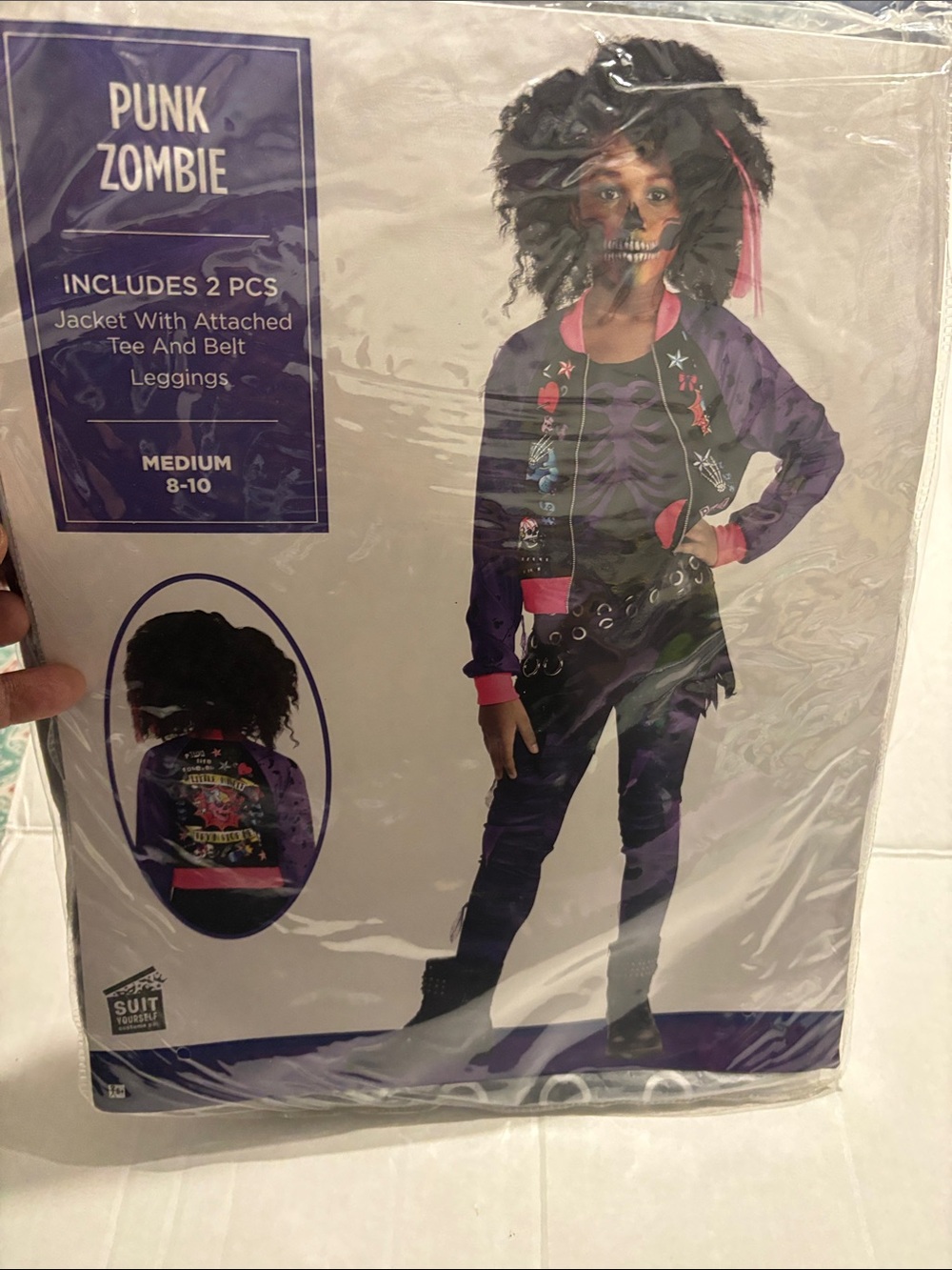 Punk Zombie Girls Purple Costume Jacket & Leggings